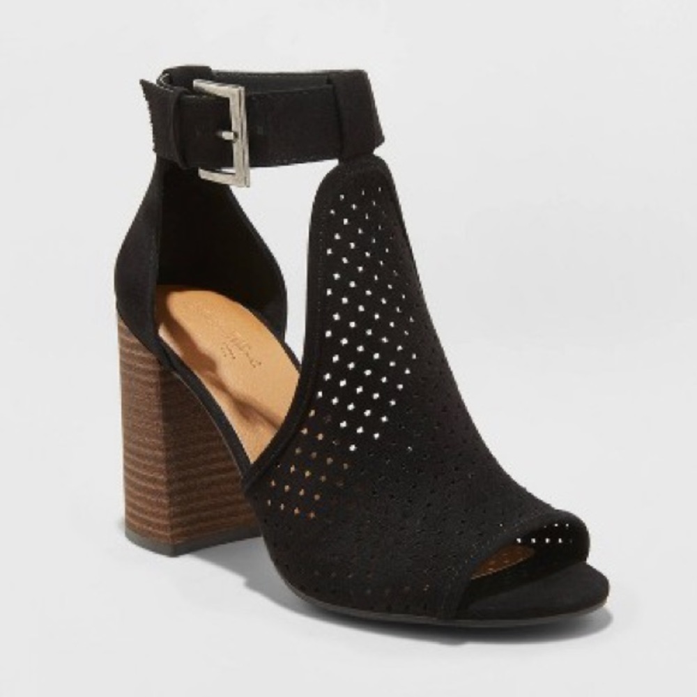 Microsuede Laser Cut Pump Sandals